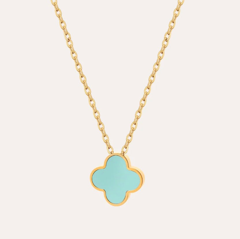 Gold Turquoise Clover Necklace