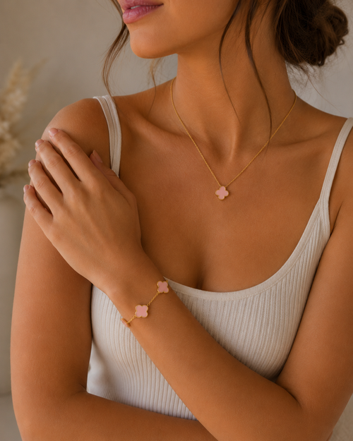 Baby pink Clover Necklace