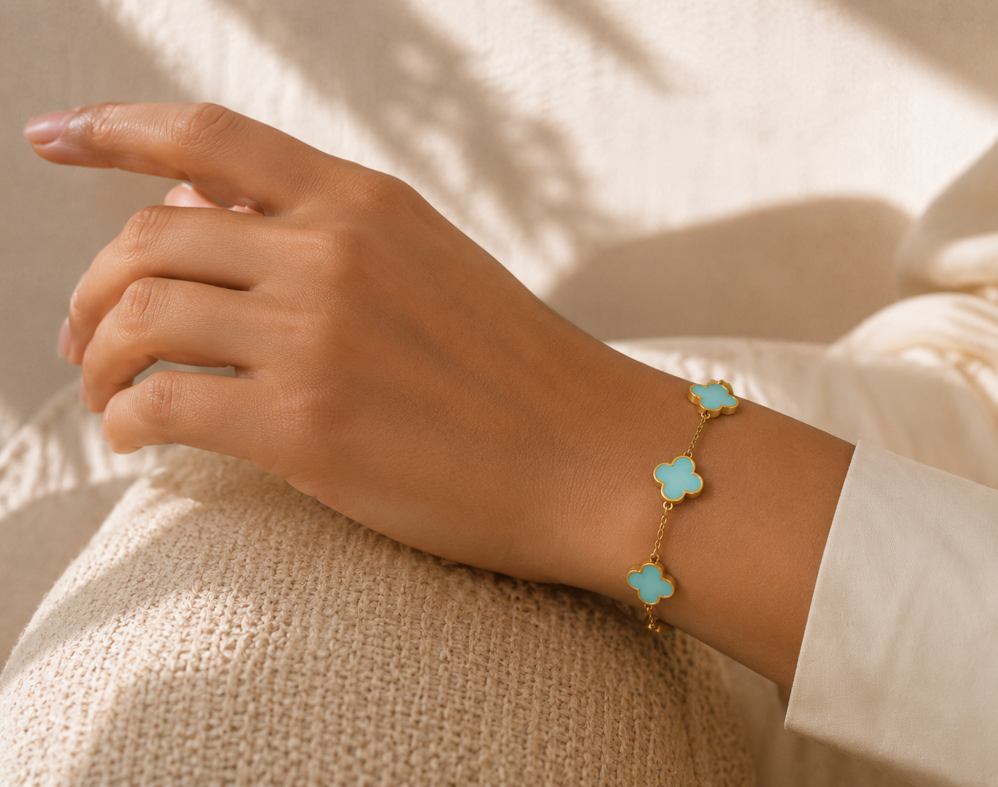 Gold Turquoise Clover Bracelet