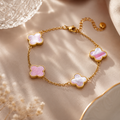 Shiny Pink Clover Bracelet