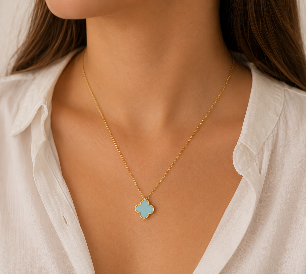 Baby Blue Clover Necklace