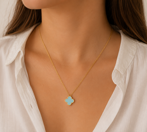 Baby Blue Clover Necklace